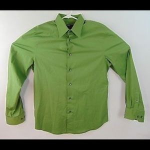 Express 1MX Fitted Green Men’s Dress Shirt